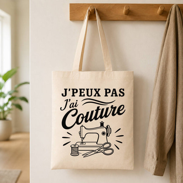 Tote Bag Beige J’peux pas j’ai couture J'peux pas minimaliste