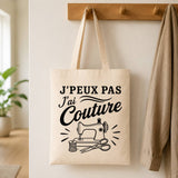Tote Bag Beige J’peux pas j’ai couture J'peux pas minimaliste