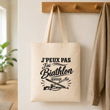 Tote Bag Beige J’peux pas j’ai Biathlon