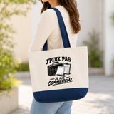 Grand Sac Cabas Fond Bleu J’peux pas je suis Commercial
