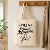 Tote Bag Beige J’peux pas je préfère ma Perruche
