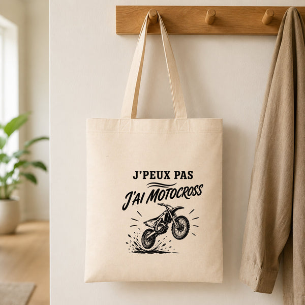 Tote Bag Beige J’peux pas j’ai Motocross