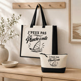 Ensemble Cabas et Trousse J’peux pas j’ai planche à voile J'peux pas minimaliste