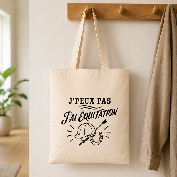 Tote Bag Beige J’peux pas j’ai Équitation