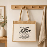 Sac Cabas Jute avec Poche J’peux pas je suis Couturier