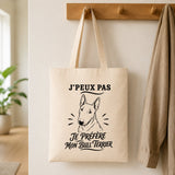 Tote Bag Beige J’peux pas je préfère mon Bull Terrier