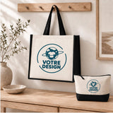 Duo trousse + cabas contour noir - Votre design - Planetee