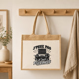 Sac Cabas Jute avec Poche J’peux pas je suis Réceptionniste