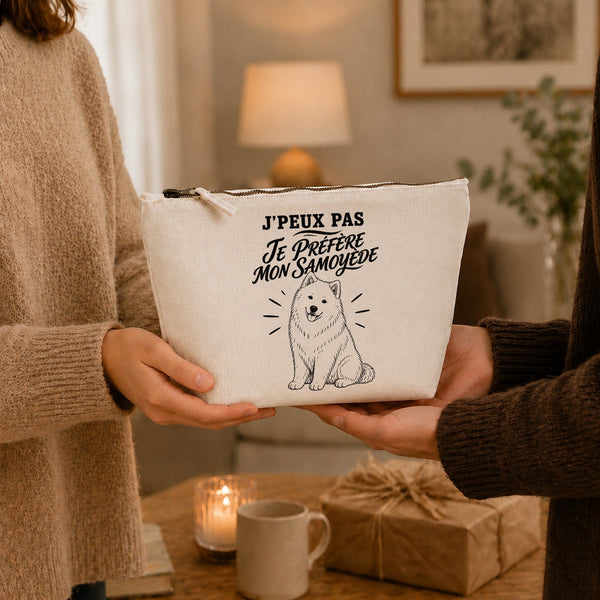 Trousse Beige J’peux pas je préfère mon Samoyède
