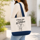 Grand Sac Cabas Fond Bleu J’peux pas je préfère les Chevreuils