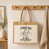 Sac Cabas Jute avec Poche J’peux pas je suis Prof de musique