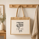 Sac Cabas Jute avec Poche J’peux pas je préfère ma Chèvre