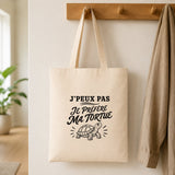 Tote Bag Beige J’peux pas je préfère ma Tortue