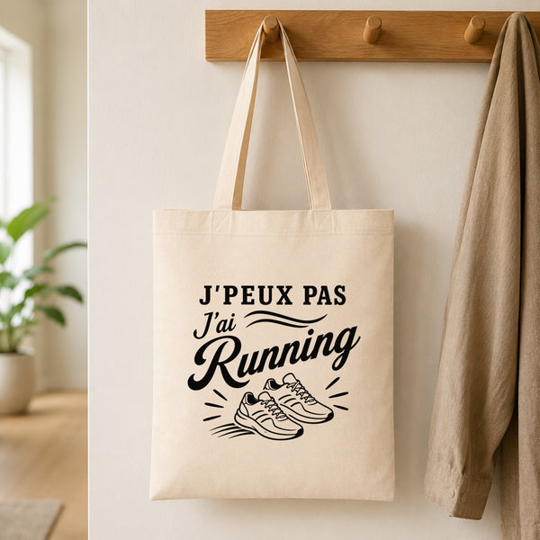Tote Bag Beige J’peux pas j’ai Running
