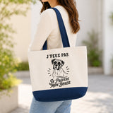 Grand Sac Cabas Fond Bleu J’peux pas je préfère mon Boxer