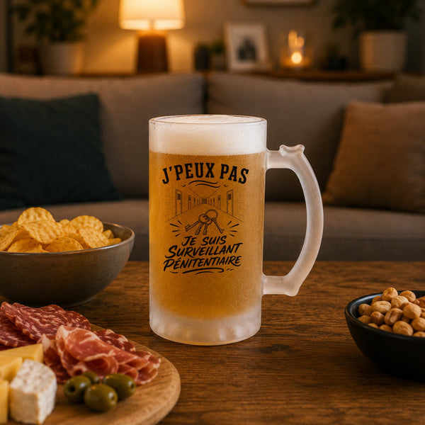 Verre à Bière J’peux pas je suis Surveillant pénitentiaire
