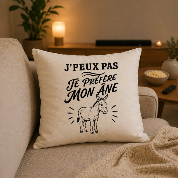 Housse de Coussin J’peux pas je préfère mon Âne