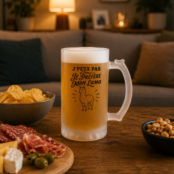 Verre à Bière J’peux pas je préfère mon Lama