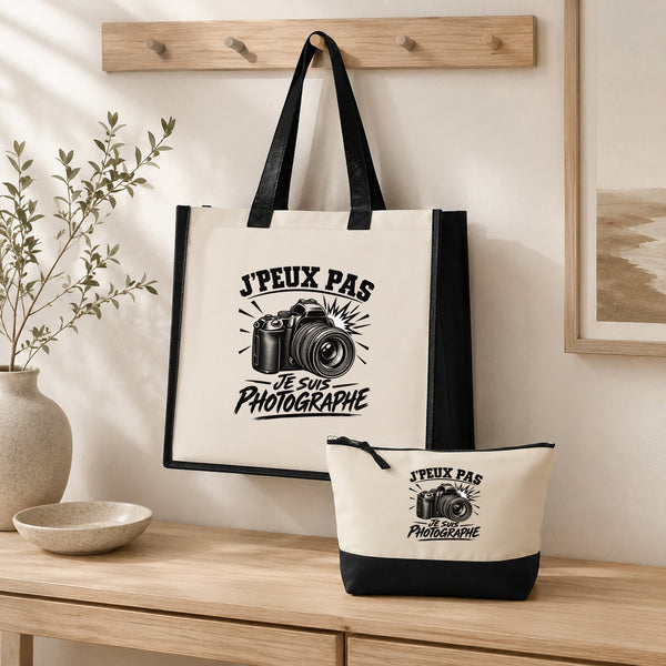 Ensemble Cabas et Trousse J’peux pas je suis Photographe
