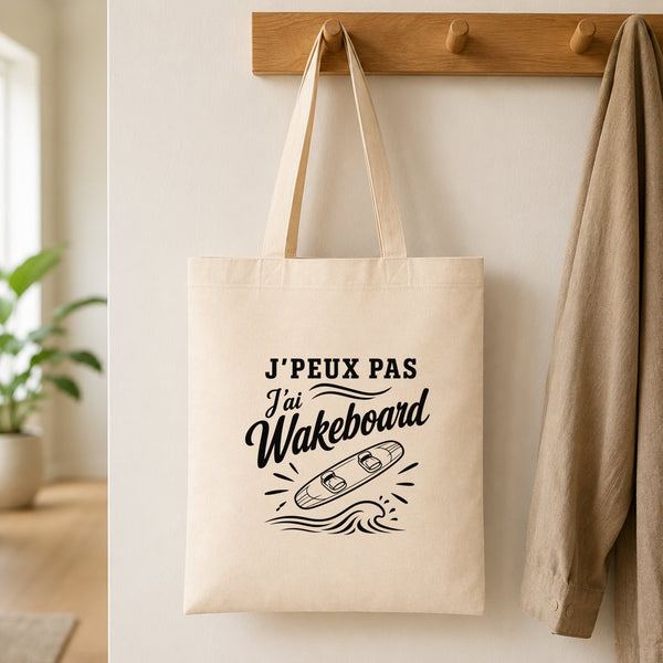 Tote Bag Beige J’peux pas j’ai Wakeboard