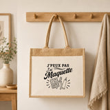 Sac Cabas Jute avec Poche J’peux pas j’ai Maquette