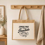 Sac Cabas Jute avec Poche J’peux pas j’ai Parachute