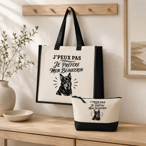 Ensemble Cabas et Trousse J’peux pas je préfère mon Beauceron