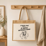 Sac Cabas Jute avec Poche J’peux pas je préfère mon Braque de Weimar
