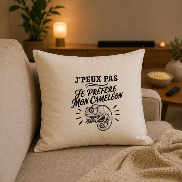 Housse de Coussin J’peux pas je préfère mon Caméléon