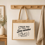 Sac Cabas Jute avec Poche J’peux pas j’ai Semi-marathon