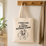Tote Bag Beige J’peux pas je préfère mon Braque de Weimar