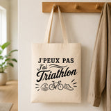 Tote Bag Beige J’peux pas j’ai Triathlon