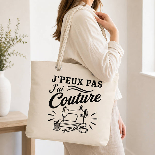Grand Sac Cabas Beige J’peux pas j’ai couture J'peux pas minimaliste
