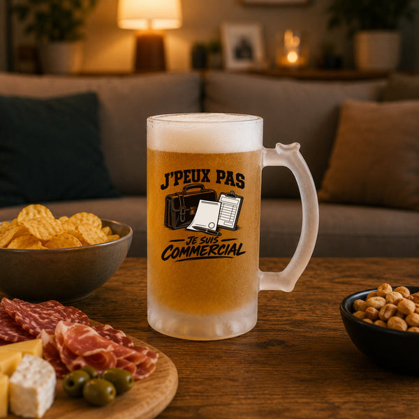 Verre à Bière J’peux pas je suis Commercial
