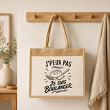 Sac Cabas Jute avec Poche J’peux pas je suis Boulanger