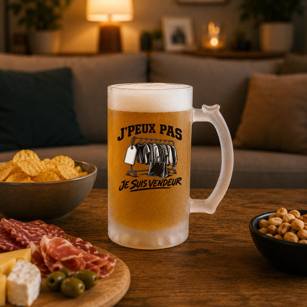 Verre à Bière J’peux pas je suis Vendeur