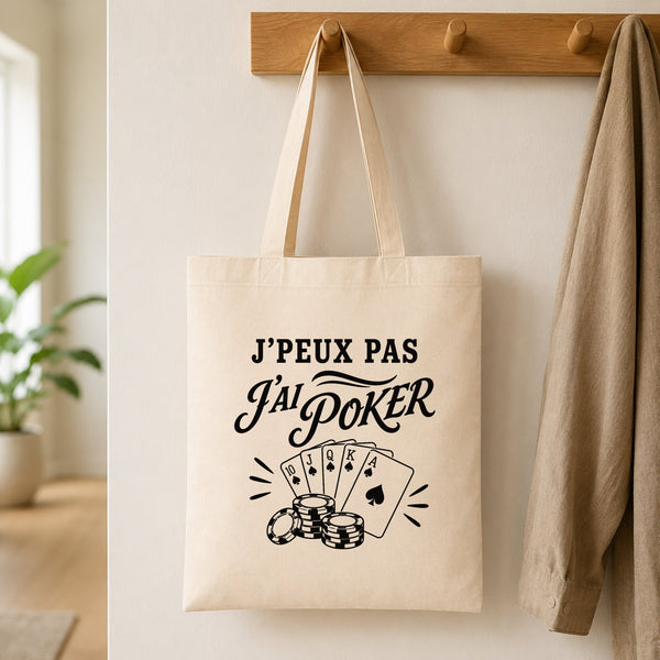 Tote Bag Beige J’peux pas j’ai Poker