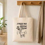 Tote Bag Beige J’peux pas je préfère ma Chèvre