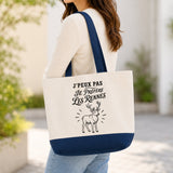 Grand Sac Cabas Fond Bleu J’peux pas je préfère les Rennes