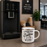 Mug Métal Émaillé J’peux pas j’ai couture J'peux pas minimaliste