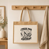 Sac Cabas Jute avec Poche J’peux pas je suis Ingénieur