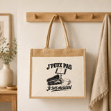 Sac Cabas Jute avec Poche J’peux pas je suis Musicien