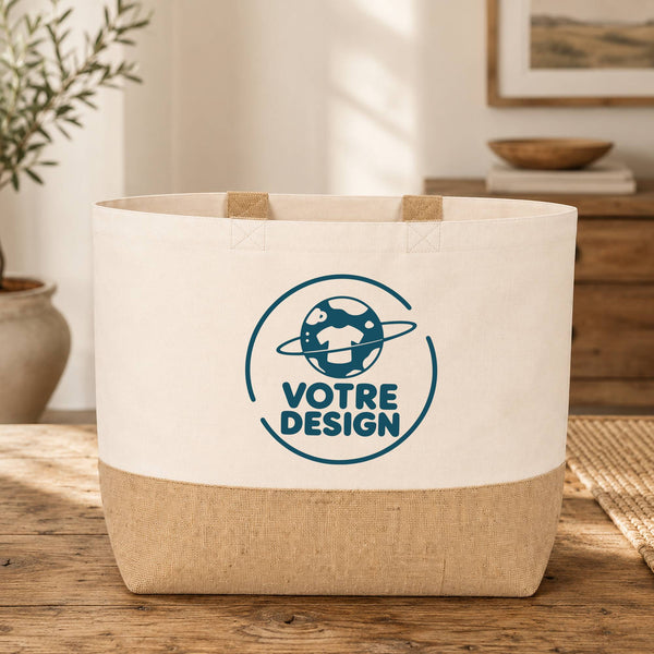 Sac fond jute basique - Votre design - Planetee