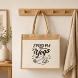 Sac Cabas Jute avec Poche J’peux pas j’ai Yoga