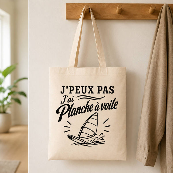 Tote Bag Beige J’peux pas j’ai planche à voile J'peux pas minimaliste