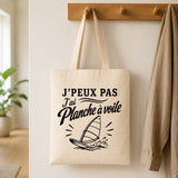 Tote Bag Beige J’peux pas j’ai planche à voile J'peux pas minimaliste