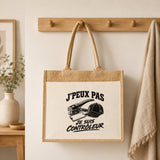 Sac Cabas Jute avec Poche J’peux pas je suis Contrôleur