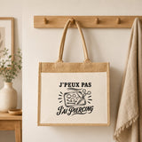 Sac Cabas Jute avec Poche J’peux pas j’ai Piercing