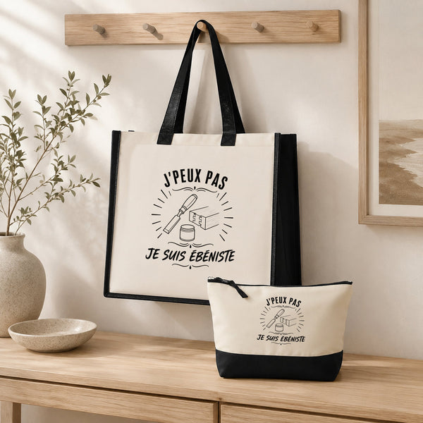 Ensemble Cabas et Trousse J’peux pas je suis Ébéniste