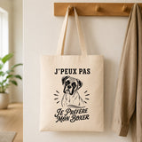 Tote Bag Beige J’peux pas je préfère mon Boxer